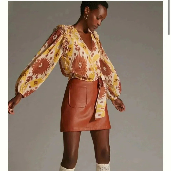 Anthropologie | Let Me Be Ruffled-Shoulder Wrap Top - Picture 2 of 16